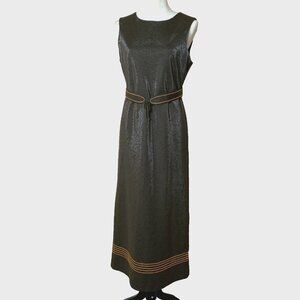 RARE Vintage Kamier Korean Womens Sleeveless Midi Dress Stunning Sz M Green EUC